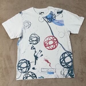 Uniqlo UT x Shochiku Kabuki Graphic T-Shirt Mens M White Blue Swirl Pattern DM